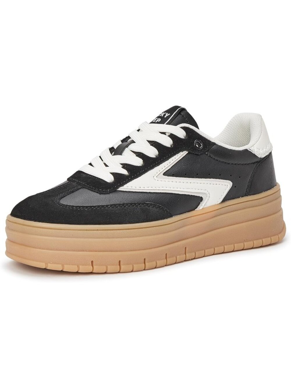 🆕Women's Black White Platform Sneakers Gum Thick Sole Tennis Walking Shoes